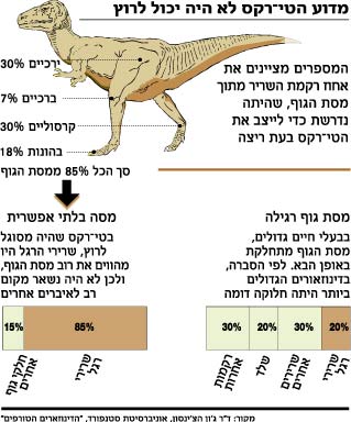 מדוע הטי-רקס לא היה יכול לרוץ-איור וגרפים