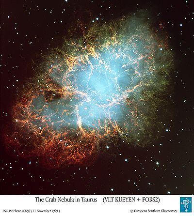 ערפילית הסרטן, אחד מגרמי השמים היפים ביותר המוכרים כיום, היא שרידי סופרנובה שהתפוצצה בשנת 1054 במרחק 6,500 שנות אור מכדור הארץ