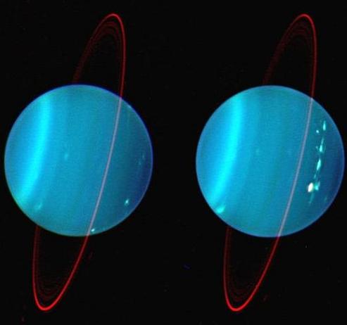 The planet Uranus as photographed from the Keck Observatory in Hawaii