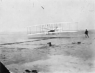 Photo from the Wright brothers' first flight