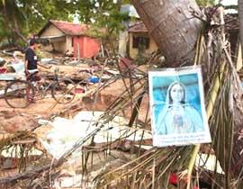 A church was destroyed by the tsunami