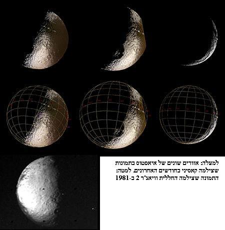 הירח איאפטוס בזוויות תאורה שונות