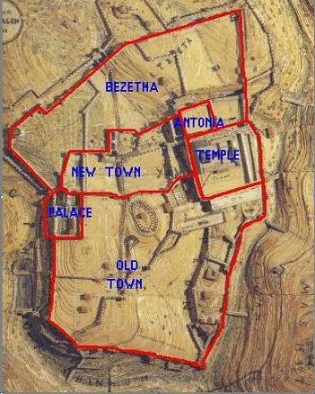 Map of Jerusalem in 70 AD