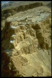 Aerial photograph of Masada. From a barrage site