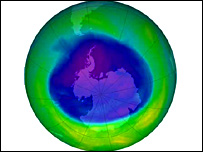 The hole in the ozone over Antarctica in 2005 was one of the largest