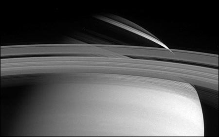 Saturn's rings can cast a shadow over Saturn's northern hemisphere. Photo: Nas
