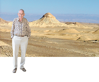 A hard limestone dome stands on top of soft clay layers in Nahal Ashush, in the eastern Negev Mountains Photo: Prof. Emmanuel Mazor