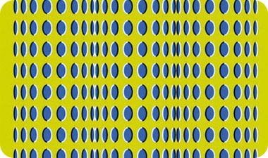 An example of an optical illusion, where we see movement in a still image