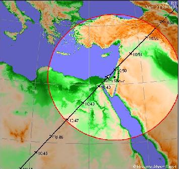 מסלול מעבר תחנת החלל הבינלאומית הערב בשעה 18:46