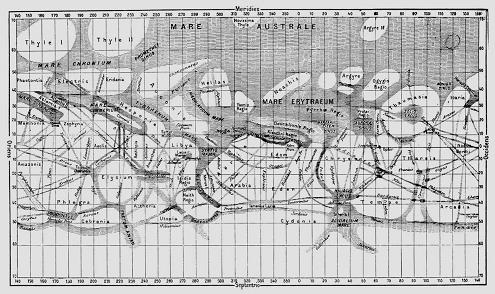 خريطة المريخ التي رسمها شيابيريللي عام 1888