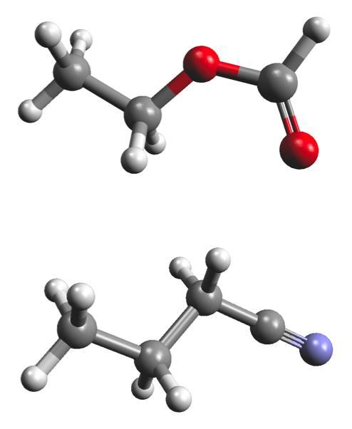 The two organic molecules discovered in space. Illustration: Max Planck Institute