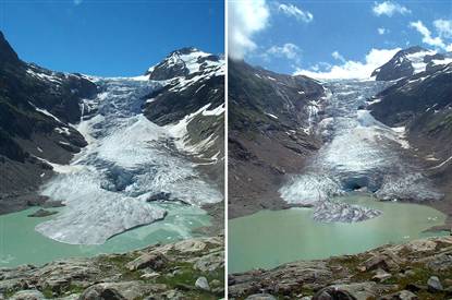 Glacier retreat. The result of global warming