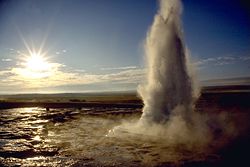 Geyser eruption in Iceland. Source: Wikipedia.