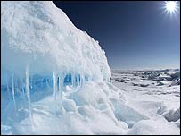 The ice shelf in the Arctic Ocean