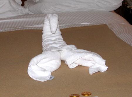 Towels arranged in a luxury hotel near Disney's Animal Kingdom