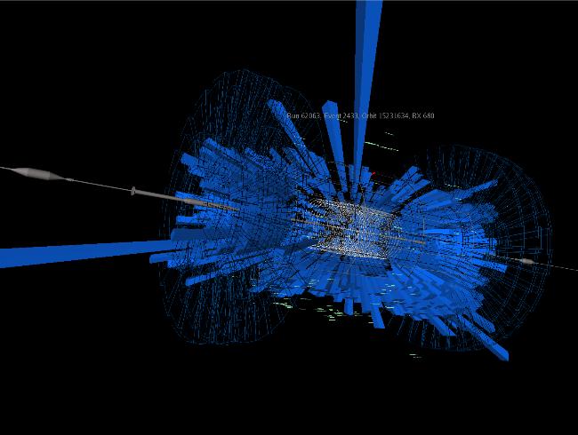 The CMS facility monitors the particles. CMS is one of the four experiments scattered along the LHC tunnel in Sern, Switzerland