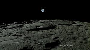 The first HDTV broadcast from space - Earth shining above the Moon
