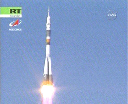 The launch of the Soyuz spacecraft carrying the 17th crew and a Korean astronaut