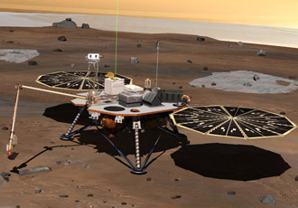 In the picture - an artist's impression of the Mars lander. Image courtesy of NASA/JPL/University of Arizona/Lockheed Martin