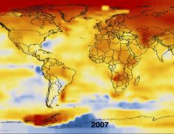 Temperature changes on Earth. Photo: Nas