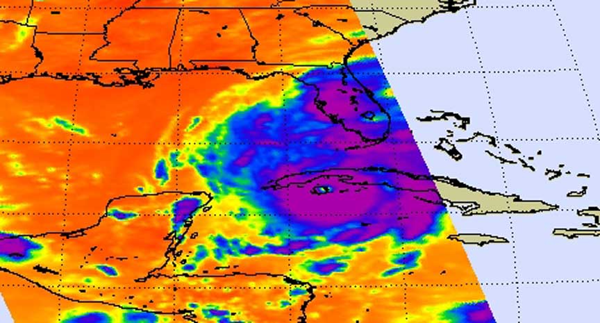 Storm Gustav as photographed by the Aqua satellite