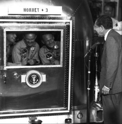 In the picture - the astronauts in the isolation room