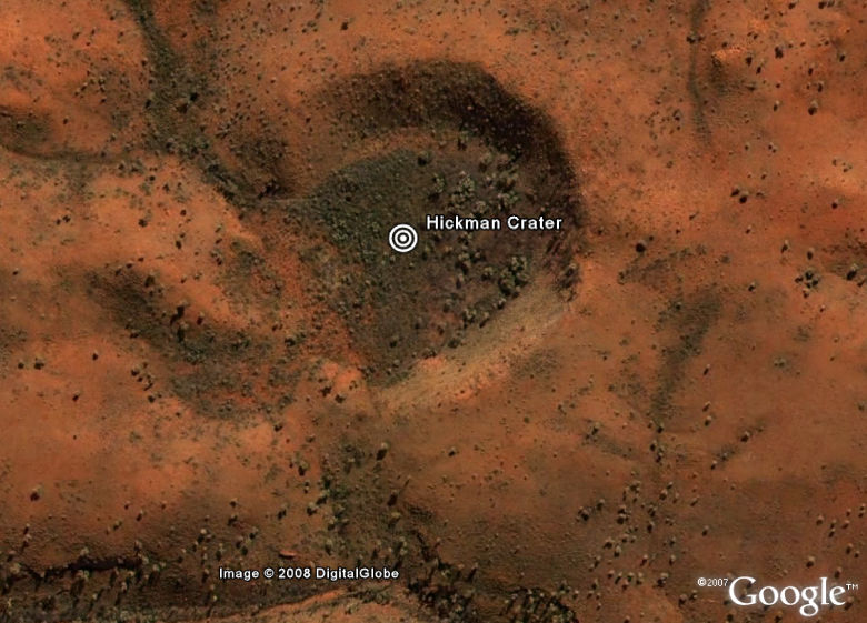 Hechtman Crater as it appears on Google Earth