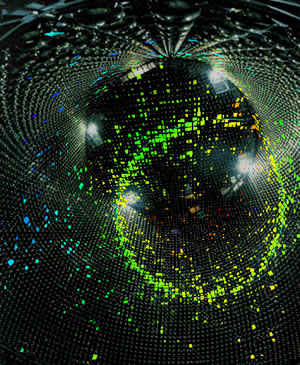 A neutrino event in a particle accelerator. Image: University of Berkeley