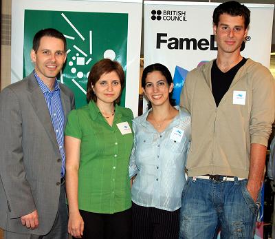 From the right: Yaron Fox, Adi Yaniv, Anna Zamansky and the director of the British Council in Israel, Jim Battery. Photo: Sivan Shavor, courtesy of the British Council