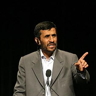 Iranian President Mahmoud Ahmadinejad at Columbia University, September 2007. From Wikipedia