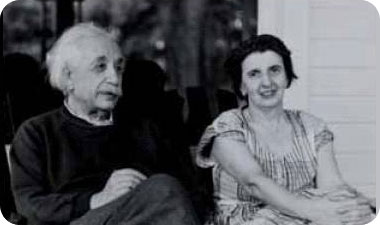 With the secretary, Helen Ducasse. Photo courtesy of the Einstein Archives, The Hebrew University of Jerusalem