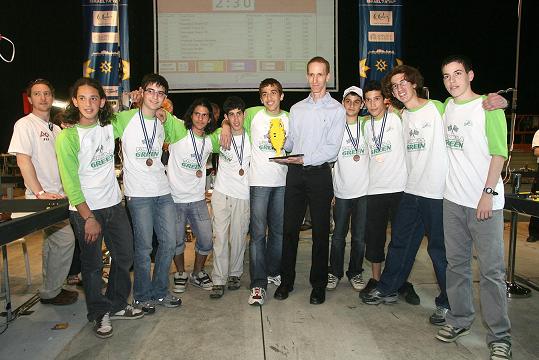 The winning team in the FIRST competition for middle school students Ramot Hefer from Mebarot