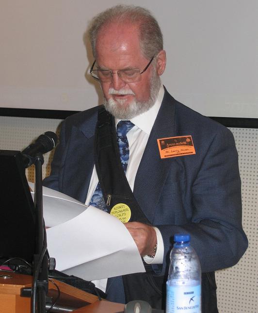 Larry Niven at a conference at Bar Ilan, 18/3/2008. Photo: Avi Blizovsky