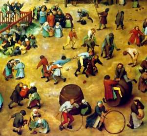 Excerpt from Pieter Bruegel the Elder's painting 'Children's Games' from Wikipedia