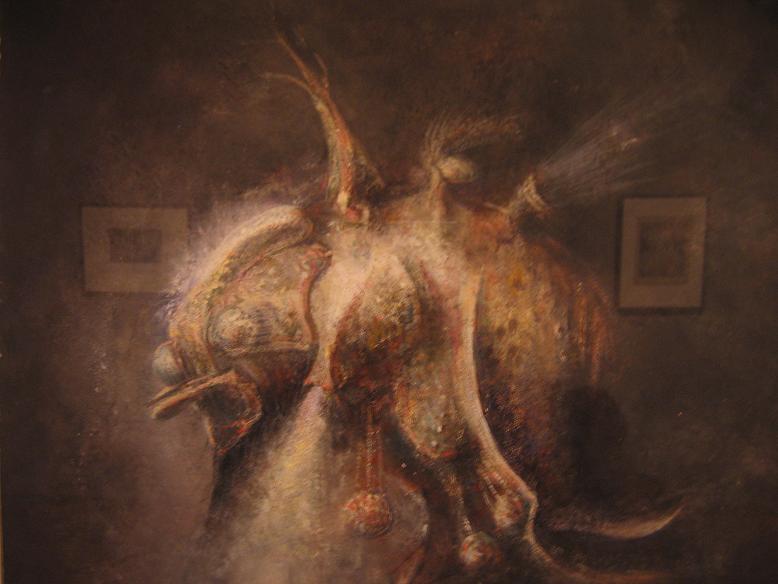 אחת מיצירותיו של קובין ובה יצור ביניים. צילום בתערוכת דארווין בפרנקפורט: אבי בליזובסקי