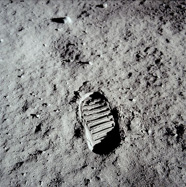 A big step for humanity - Buzz Aldrin's footprint on the moon courtesy of NASA