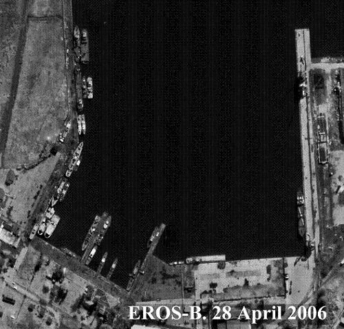Unknown port. Photo by the Eros B satellite in 2006