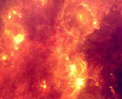 צילום אינפרא-אדום של קבוצת אוריון שעשה IRAS בשנת 2005 (צילום: באדיבות נאס''א)