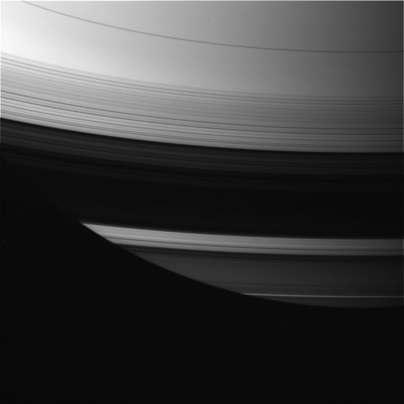 Equinox on Saturn. A few minutes later. Photograph of the Cassini spacecraft on 12/9/09