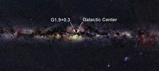 שרידי הסופרנובה הצעירה G1.9+0.3 חבויים בשדות האבק של מרכז הגלקסיה. שרידי הסופרנובה הצעירה G1.9+0.3 חבויים בשדות האבק של מרכז הגלקסיה.
