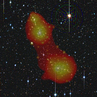 The star clusters Abel 222 and 223, and the material connecting them