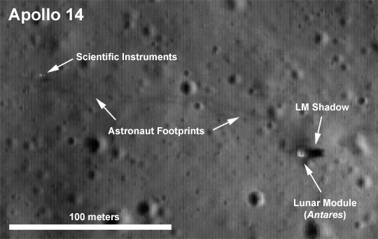 Apollo 14 landing site. The sharpest details