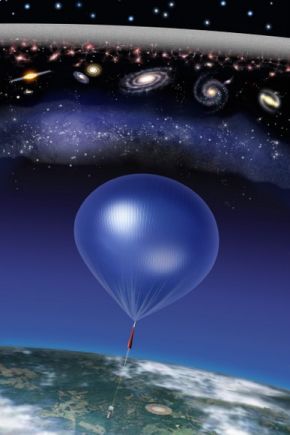 اكتشفت أداة ARCADE المثبتة على بالون الإشعاع الكوني الساكن (الموجات البيضاء في الأعلى) أثناء الطيران في يوليو 2006. وكان الضجيج أقوى 6 مرات من المتوقع. علماء الفلك ليس لديهم فكرة عن السبب. الصورة: ناسا