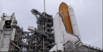 Space Shuttle Endeavor on the launch pad for mission STS-126