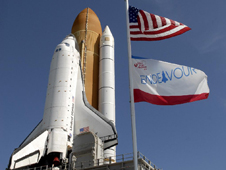 Endeavor on the launch pad, in preparation for today's launch. In addition to this flight, there are seven more ferry flights left