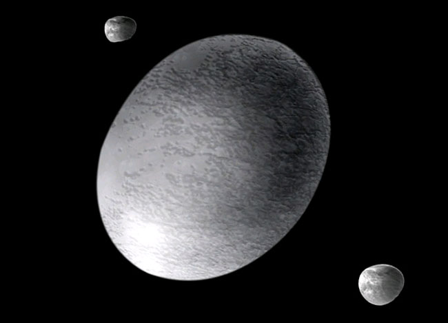 הדמיה של כוכב הלכת הננסי הומיאה שצורתו אליפטית. איור: נאס