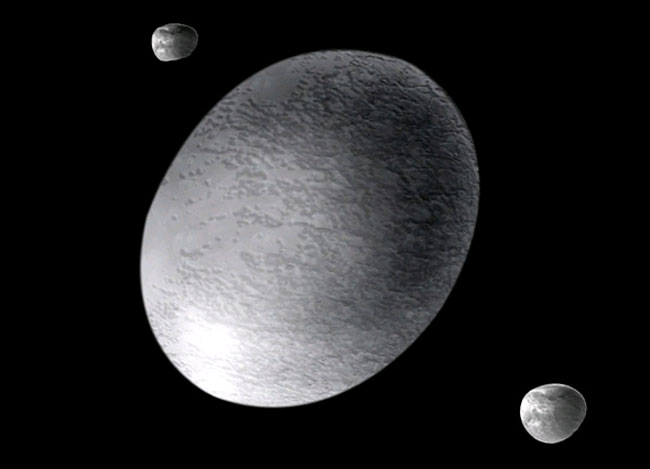 A visualization of the dwarf planet Humea that is elliptical in shape. Illustration: Nas