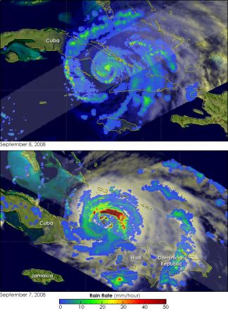 The progress of the storm Ike that hit about two weeks ago in the USA