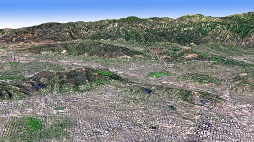 אגן לוס אנג'לס - דוגמה למפה טופוגרפית מפורטת של איזור
