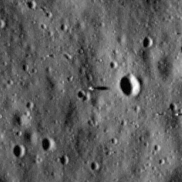 Apollo 11 Lunar Module - The Eagle. The width of the image is 282 meters